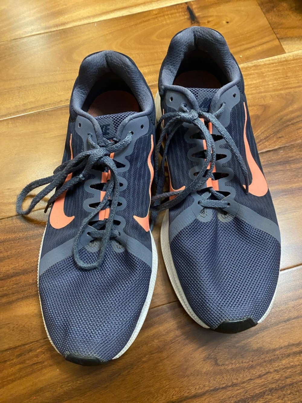 Nike Navy Athletic Shoes with Coral Swoosh